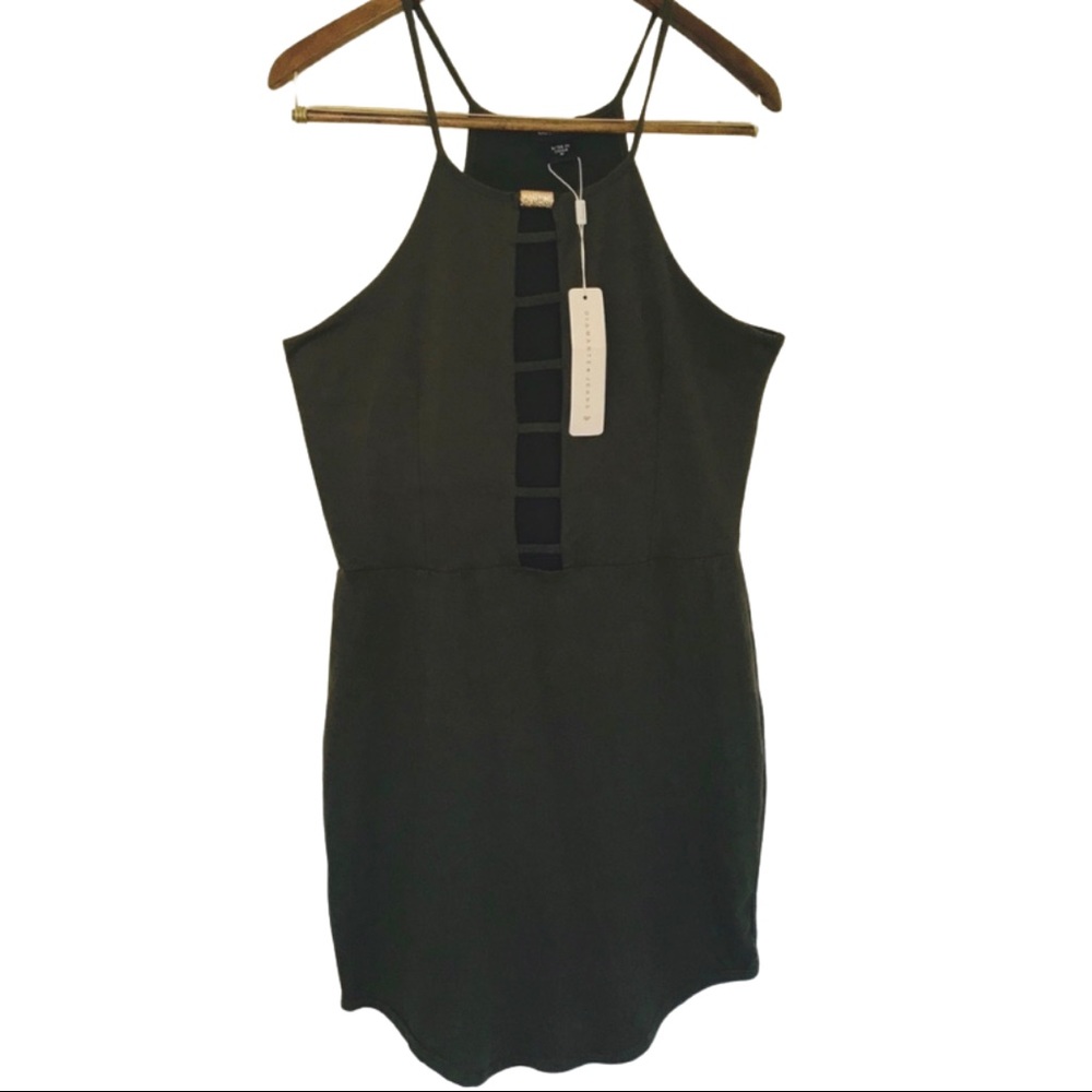 Diamanté Jeans Lace up Green Spring Dress